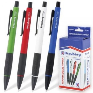 Ручка шариковая BRAUBERG автомат. "Expert", корпус ассорти, толщ.письма 0,7мм, рез.держ, 140588, син