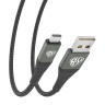 Кабель для зарядки USB(A)-Type C BY Shark, быстр зар 3А, QC, PD 20Вт, тканевый, cерый, штекер металл