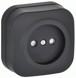 IEK GLORY роз. ОУ 1 мест. 10А (шторки) РСш20-2-ХЧм черный мат. ERH13-K02M-10