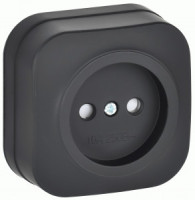 IEK GLORY роз. ОУ 1 мест. 10А (шторки) РСш20-2-ХЧм черный мат. ERH13-K02M-10