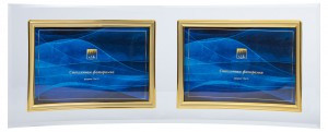 Фоторамка (Ф/р) GT стекло 10х15 214/-G горизонтальная гнутая двойная, золото 5793