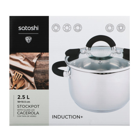SATOSHI Арбон Кастрюля 18х10,5см, 2,5л, со стекл. крышкой, индукция