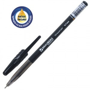 Ручка шарик. масл. BRAUBERG "Oil Base", корпус чер., узел 0,7мм, линия 0,35мм, черная, 141635