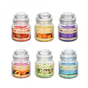 LADECOR Свеча ароматическая в стеклянном подсвечнике с крышкой, парафин, свеча 6x8,7 см, 6 цветов