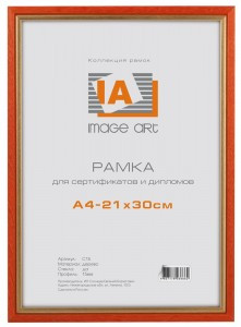 Image Art Фоторамка (Ф/р) сосна c15 21х30 оранжевый с золотой полоской 7416