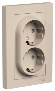 Systeme Electric AtlasDesign роз. СУ 2 мест. песочнный (пл.осн., земля, шторки) ATN001226 (6!)