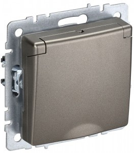 IEK BRITE мех. роз. СУ земля, штор, крыш. 16А IP20 РСбш10-3-БрШ, шампань BR-R16-16-K37