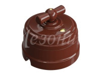 МЕЗОНИНЪ выкл. ОУ повор. на 2 полож., проходн. с рамкой, 10А (D70x60), Коричневый фарфор GE70404-04