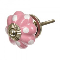 Ручка керамическая для мебели в горошек розов/бел (в кор 6 шт, цена за шт) BLUMEN HAUS