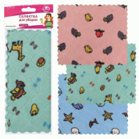 Салфетка д/уборки 23*24см, 3 дизайна (кратность 4!!!) полиэстер VL58-94