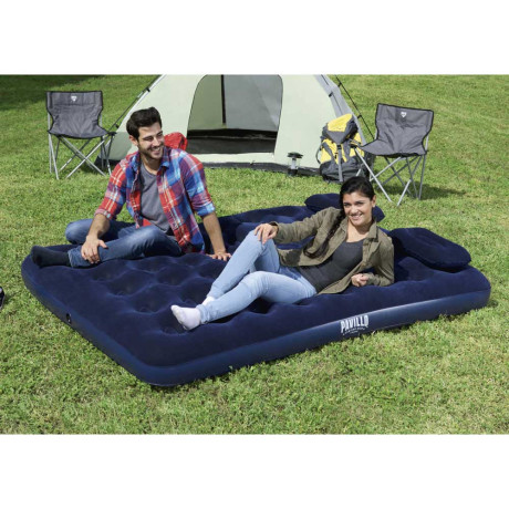 BESTWAY Матрас надувной широкий двуспальный (QUEEN), 2подушки и насос, 203x152x22см, до 300кг, 67374