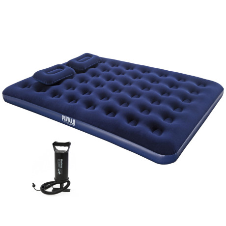 BESTWAY Матрас надувной широкий двуспальный (QUEEN), 2подушки и насос, 203x152x22см, до 300кг, 67374