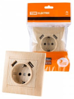 TDM Лама роз. СУ 1 мест. 16А (земля) + 2 USB 2,1А 5В сосна SQ1815-0342