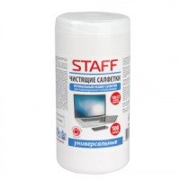 Чистящие салфетки д/экранов и пластика универсальные STAFF, 10х12см., туба 100 шт., влажные, 512657