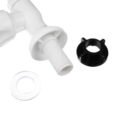 Кран для холодной воды, однорычажный, пластик, гайка, белый, MОНО-02