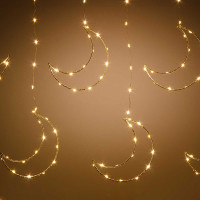 Гирлянда дождь LLN-38-1 8насадок металлических длина 3м СВЕТ ТЕПЛЫЙ БЕЛЫЙ, 8насадок Месяц-15см, Длина вниз-60-80см.(60)