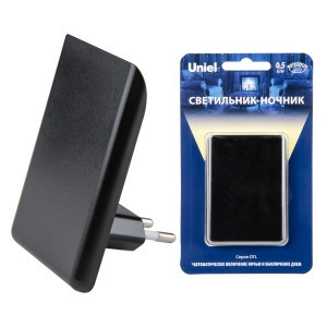 Uniel DTL-320 ночник 0.5W Прямоугольник, 220V, фотосенсор, пластик, черный, BL