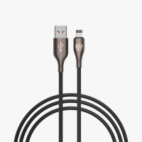 BY Кабель для зарядки Керамика iP, 1м,  2.4А, Быстрая зарядка, тканевая оплётка, черный