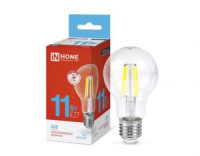 ASD/InHome лампа св/д Deco ЛОН A60 E27 11W(990lm) 6500К 6K филамент (нитевидная) прозрачная 6169