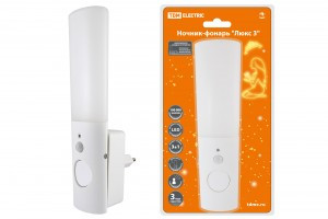 TDM Ночник-фонарь "Люкс 3" 1х0,5 Вт + 2LED 70 лм/Вт Li-Ion 250мАч дат. освещ./движ. 220В SQ0357-0026