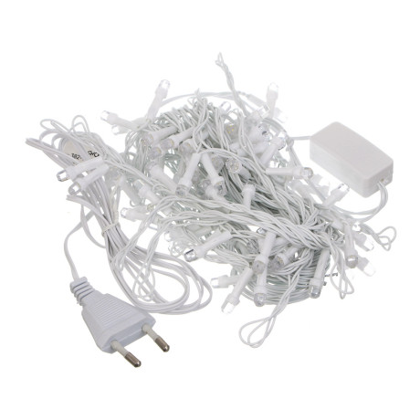 СНОУ БУМ Гирлянда эл. бахрома 2.5x0.3х0.5x0.7м, 80LED, шампань, пост. свеч, ПВХ белый, коннект, 220В