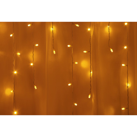 СНОУ БУМ Гирлянда эл. бахрома 2.5x0.3х0.5x0.7м, 80LED, шампань, пост. свеч, ПВХ белый, коннект, 220В