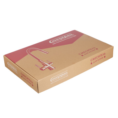 СоюзКран Смеситель для кухни с выводом пит. воды, силиконовый излив, серый, нерж.сталь, SS01-С132