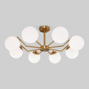 Eurosvet св-к потолоч. Е27 8x60 Вт 870х870х310 металл белый/латунь Frost 70154/8 a057068