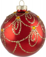 Шар "Ожерелье" SYBLQA-0523106, 8см, красный (кратность16шт!)(цена за 1шт) Волшебная страна