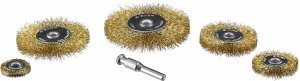 ЗУБР "ПРОФЕССИОНАЛ". Набор щеток дисковых д/дрели, витая стальная латунирован проволока 0,3мм, 5 шт