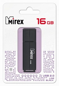 Флэш-диск USB 16 ГБ  Mirex LINE BLACK 16GB (ecopack)