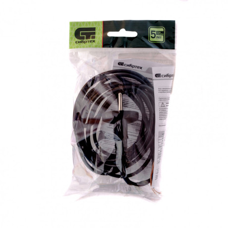 Шнур электрический соединительный, для настольной лампы, 2.2 м, 120 Вт, черный, тип V-1 Сибртех