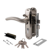 Замок врез 0827/60-Ni Avers (никель) с ручками, защелкой, (без вертушки)  \24