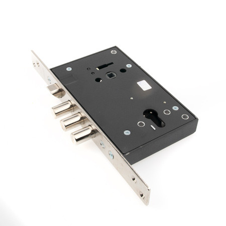 Замок врез ЗВ4-713 Меттэм (с защелкой, под цилиндр, межос-85мм, 3 ригиля 16мм, противопож.)   \10