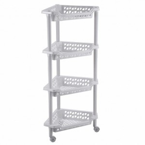 Этажерка угловая 4 полки (40*27*84см) Тереза, пластик, светло-серый 431242130 Бытпласт