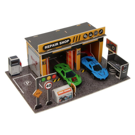 ИГРОЛЕНД Набор игровой "Сервисный центр", 2 машины, PP, металл, 24х21х4 см, 2 дизайна