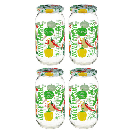 HEREVIN Набор банок с крышками 4шт., стекло, 1000мл, 330377-152