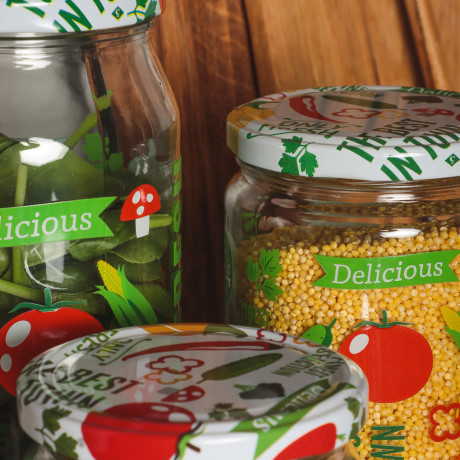 HEREVIN Набор банок с крышками 4шт., стекло, 1000мл, 330377-152