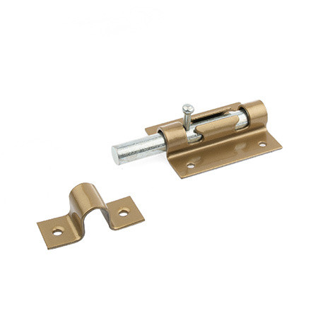 Засов накл. "Делга" (золотистый) круглый Универсальный (МАЛЫЙ)   \40