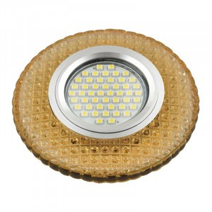 Fametto DLS-L135 GU5.3 св-к встр, Luciole стекло 4K 95х20 светло-желтый/зеркальный, подсветка LED3W