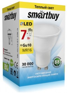 SALE SmartBuy GU10 7W(480lm) 3000K 2K 57x50 пластик SBL-GU10-07-30K-N