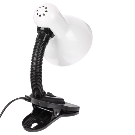 BY Светильник на прищепке, E27, 40 Вт, 230 В, гнущаяся ножка 10 см, шнур 75 см, белый