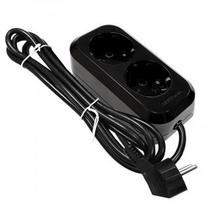 UNIVersal сет. удлинитель ПВС 3х1 2роз. 2м 16А черный земля (корпус ABS) E-302 2175