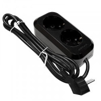 UNIVersal сет. удлинитель ПВС 3х1 2роз. 2м 16А черный земля (корпус ABS) E-302 2175