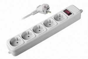 ФАЗА сетевой фильтр (удл.) ПВС 3х0.75 5роз. 3м 10А серый земля, выкл.  FOP-05GS-300-gy 1/25