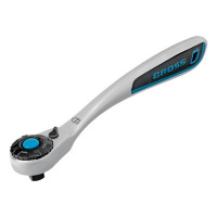 Ключ-трещотка 1/2&quot;, CrV, 120 зубьев, с быстрым сбросом, цельнометаллический, хром Gross