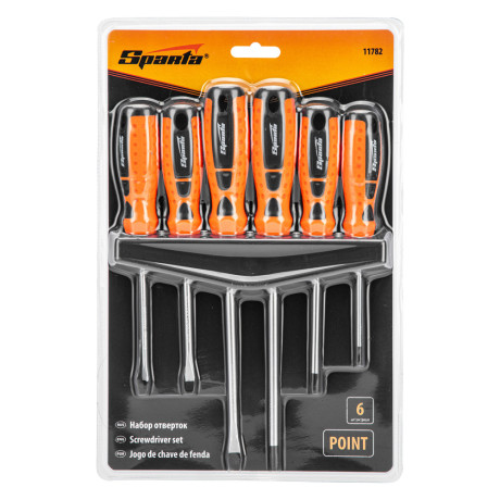Набор отверток "Point", CrV, двухкомпонентные рукоятки, 6 шт, Sparta