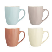 MILLIMI Кружка Рельеф цветной, 350мл, фарфор, 4 дизайна