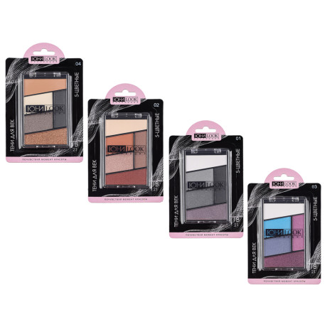 ЮНИLOOK Тени для век, 5-ти цветные 12г, 4 тона, ТВ-21