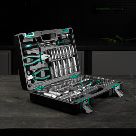 Набор инструментов, 1/2", 1/4", CrV, пластиковый кейс 69 предметов Stels